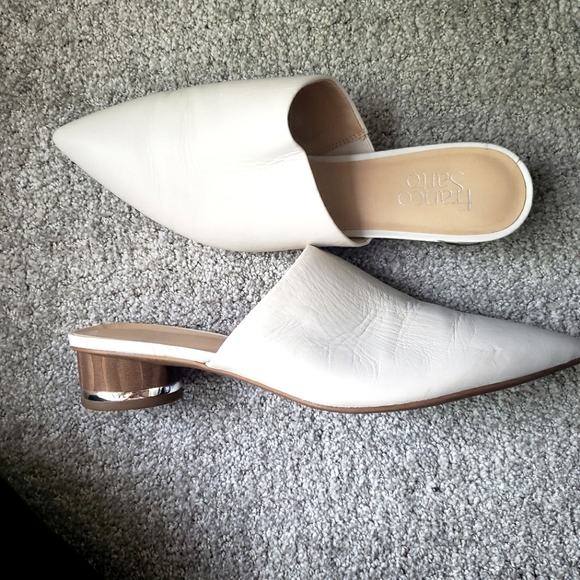 Franco Sarto Shoes - Franco Sarto White Viola Mule Silver Heel size 9